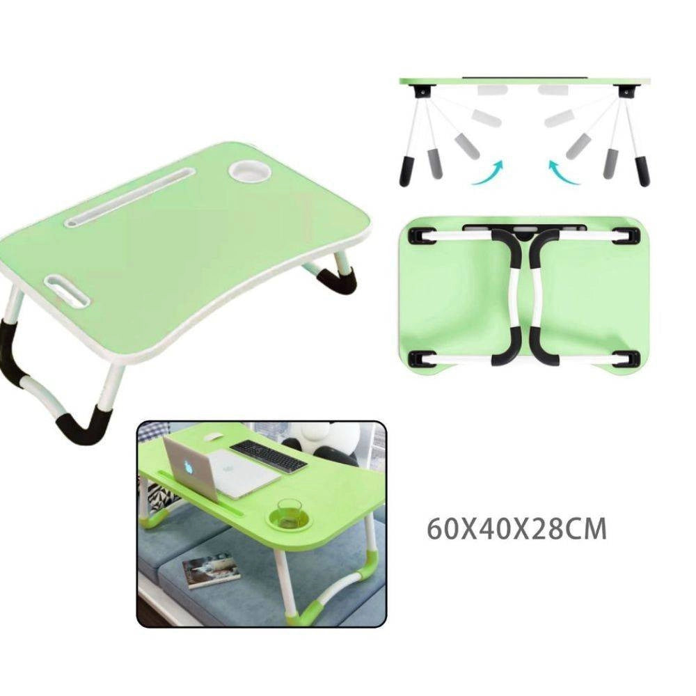Trade Shop - Tavolino Pieghevole Verde Supporto Computer Portatile Laptop Salvaspazio Casa -