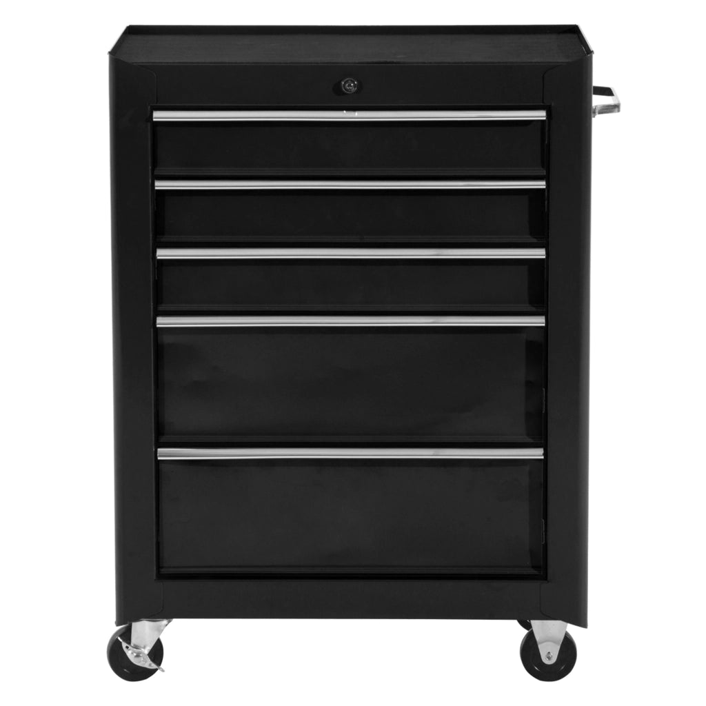 Carrello per attrezzi con ruote ¨C zephmum ¨C 5 cassetti, serratura, 61.5x33x82.5 cm, nero