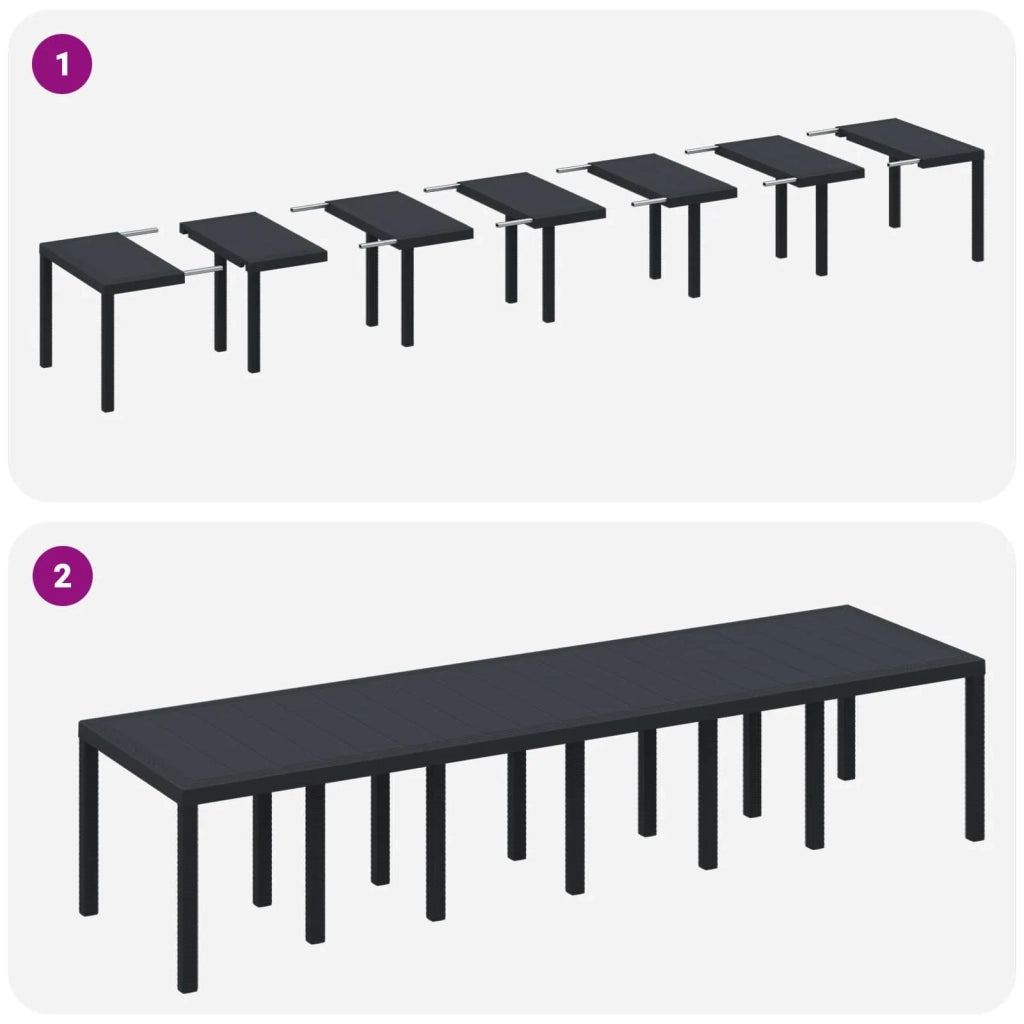 Set da Pranzo per Giardino 13 pcs Antracite Rattan Polt 3378773