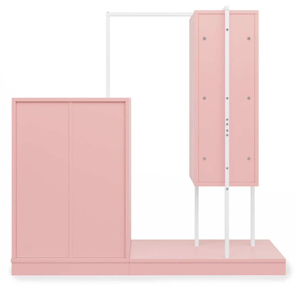 Mobile contenitore con cassetti e ripiani, rosa e bianco, H135 x L100 x P40 cm