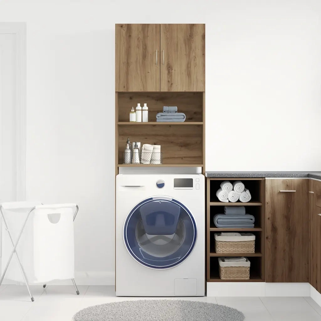 Mobile Lavatrice Rovere Artigianale 64x24x190 cm in Truciolato
