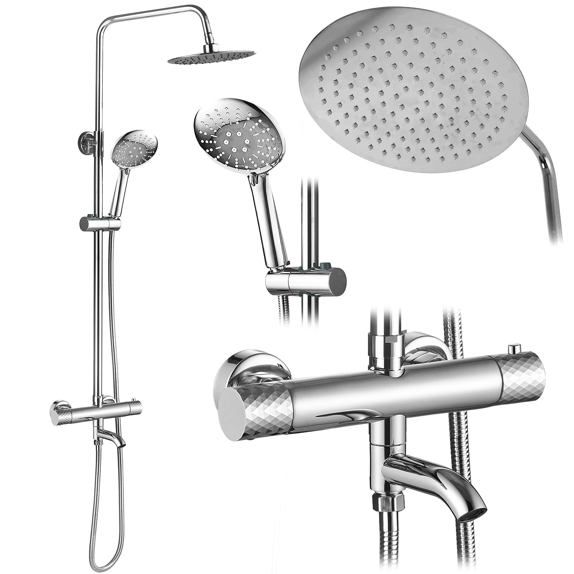 Set Doccia Da Incasso Con Termostatato Lungo Diamond Chrome