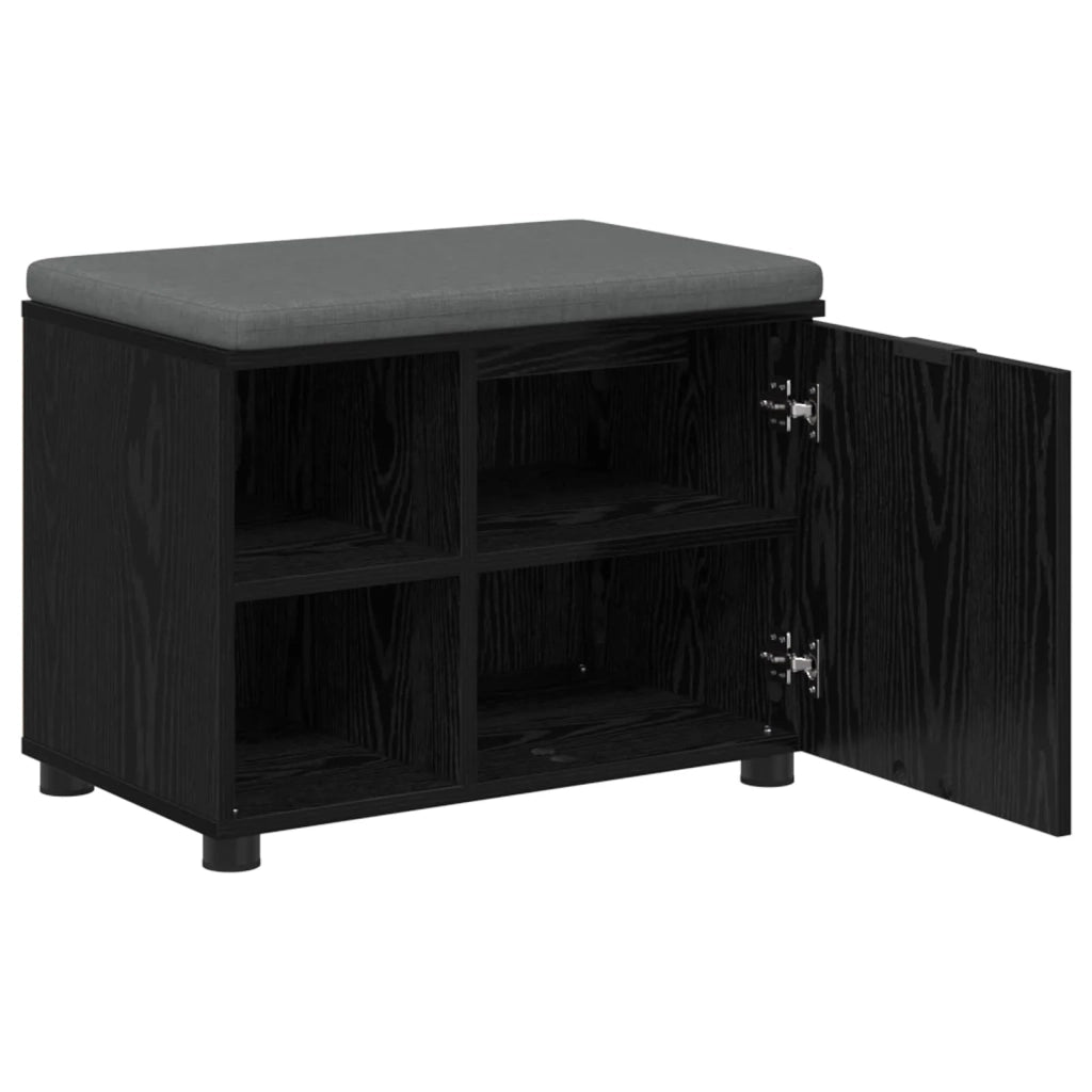Panca per ingresso con cuscino-Sgabello-Panca da Corridoio Rovere Nero 60 x 38 x 46 cm 331765