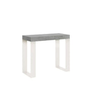 Consolle allungabile 90x40/196 cm Tecno Small cemento gambe bianche