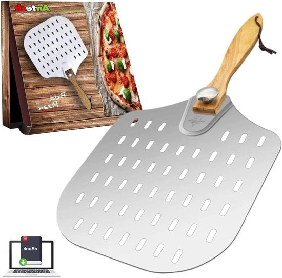 Spiedino per pizza - lamiera di alluminio spessa - manico in legno rimovibile - migliore per cuocere pizza, pane e focaccia