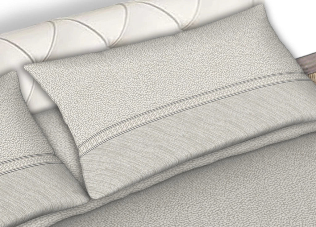 Completo Lenzuola Letto 100% Cotone Made Italy Disegno Borbon25 CN - Singolo - Panna