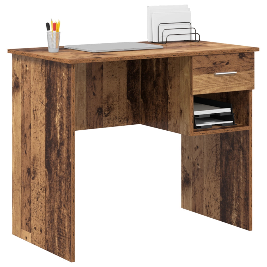 Scrivania con stoccaggio Legno Antico 90x49.5x75 cm Legno ingegnerizzato