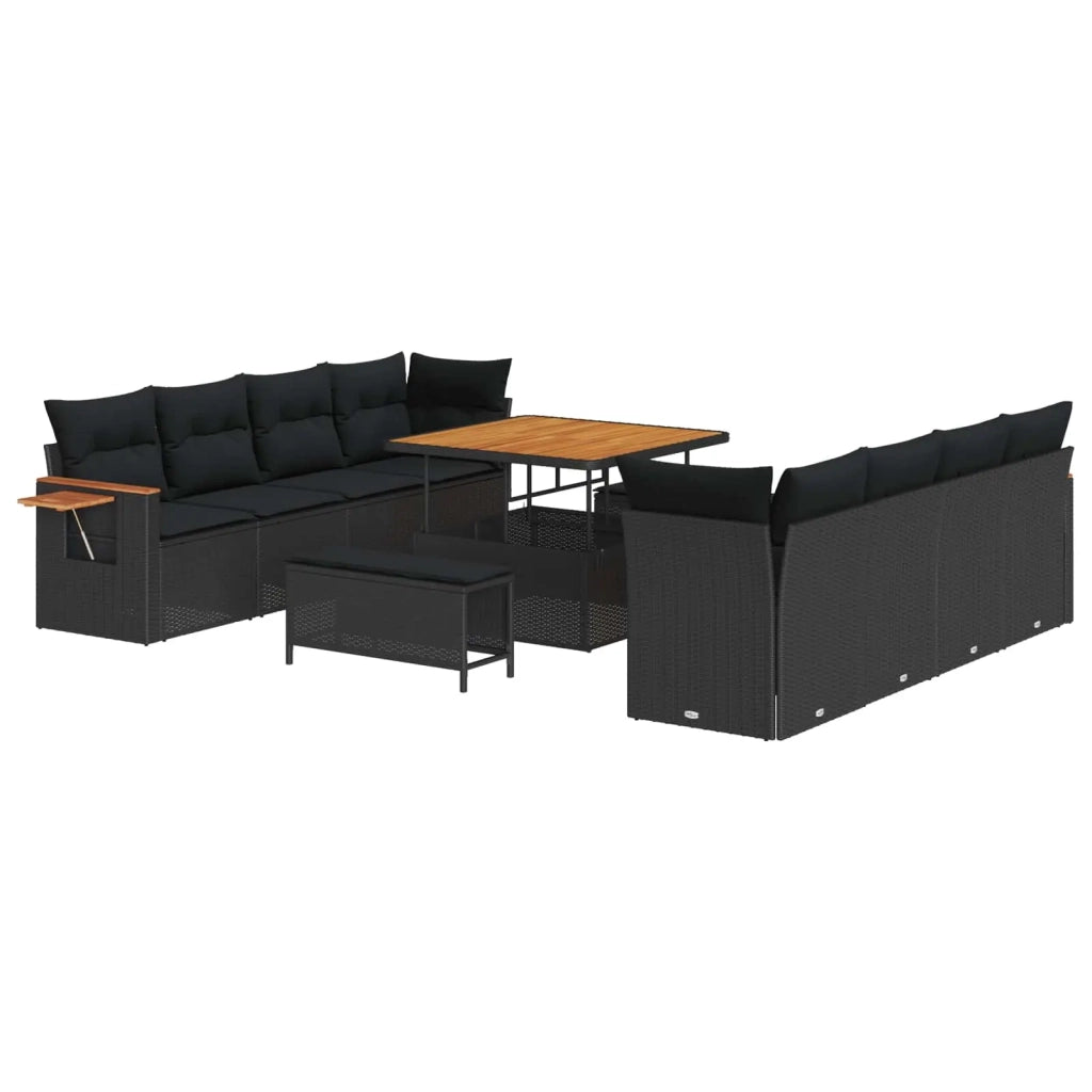 Set Divano da Giardino con cuscino 12 pcs Nero polyrattan 3365104