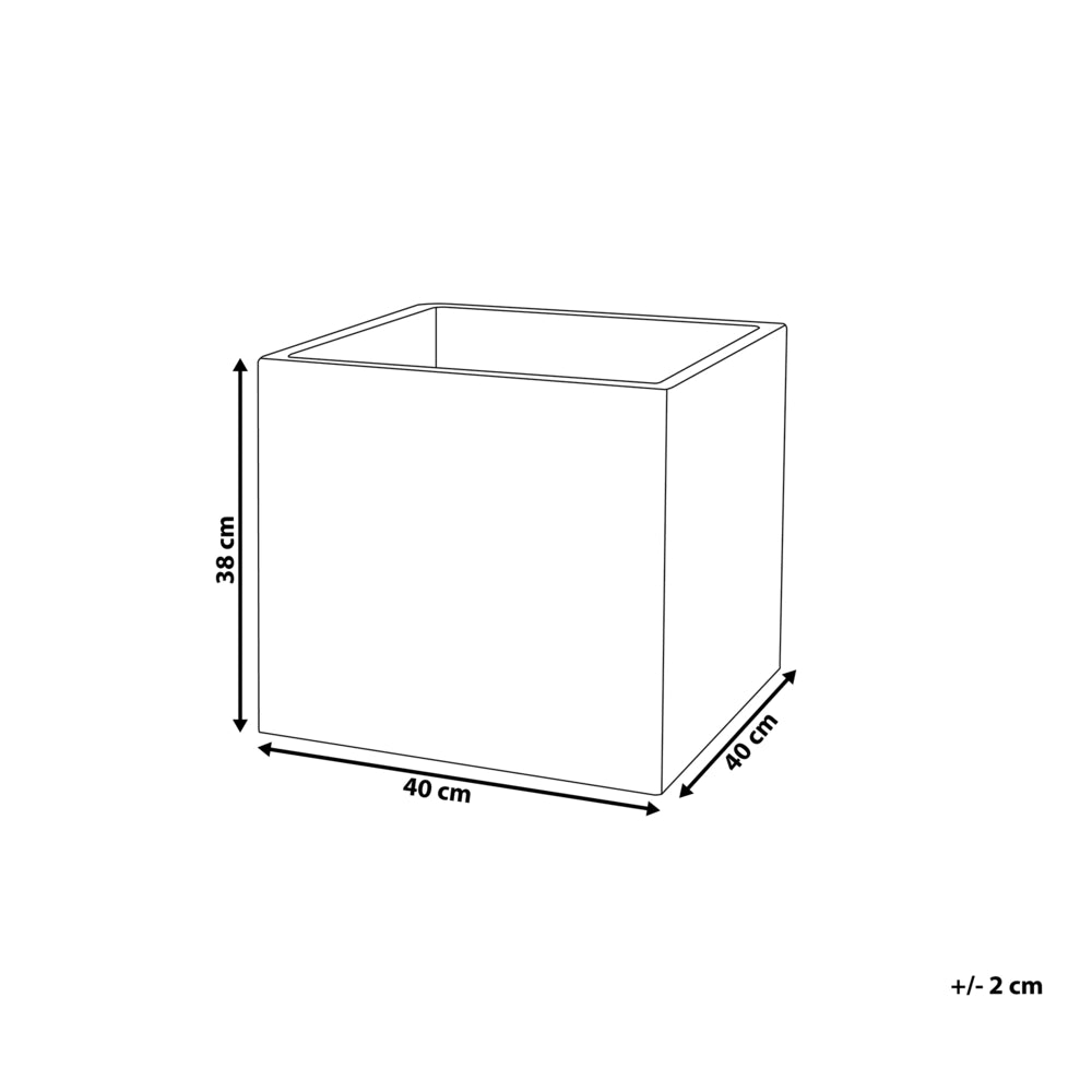 Vaso da fiori in fibra di argilla bianca, forma quadrata, 40 x 38 cm, resistente ai raggi UV