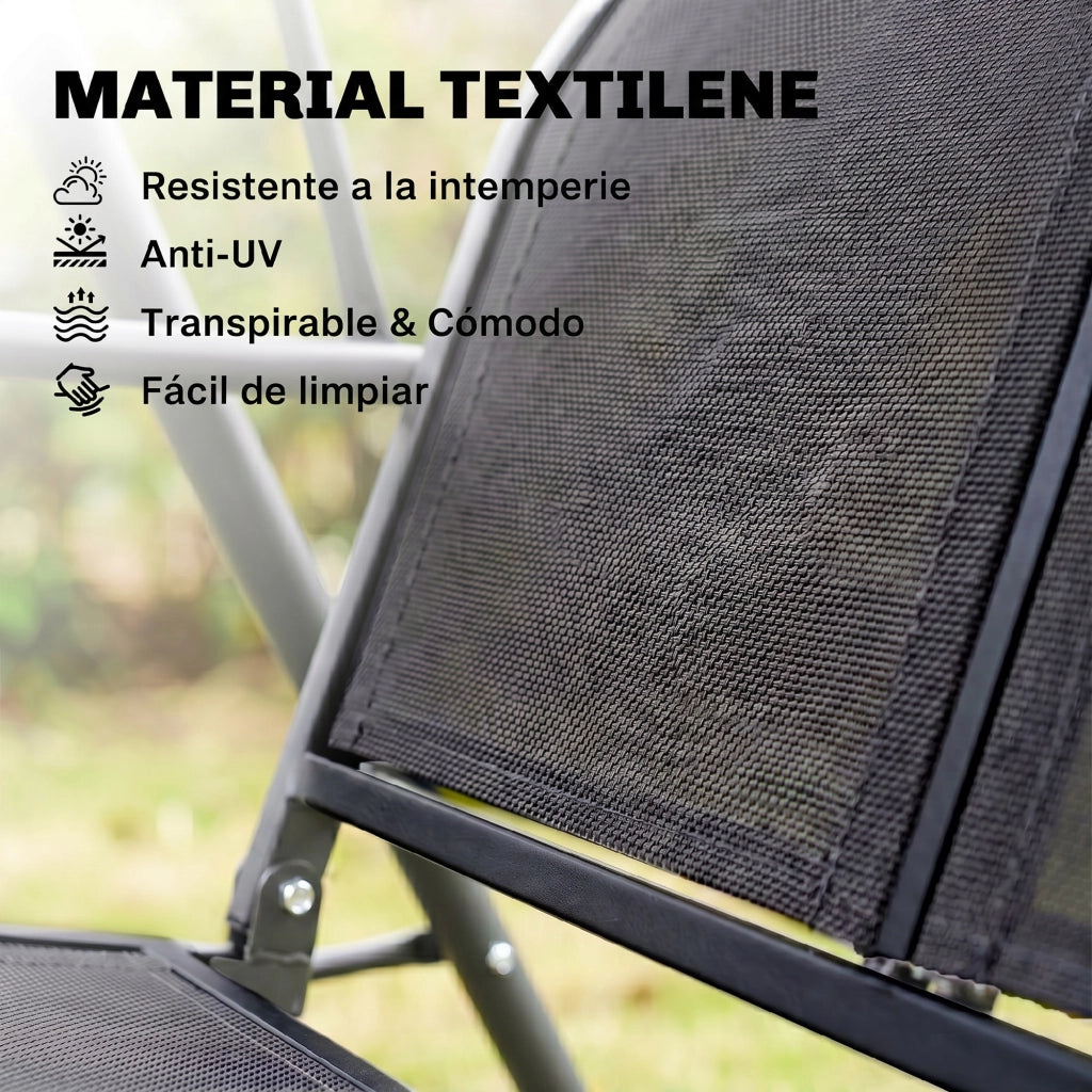 Altalena da Giardino 3 Posti con Tetto ¨C Zephmum ¨C Nero Acciaio 175x118x159 cm