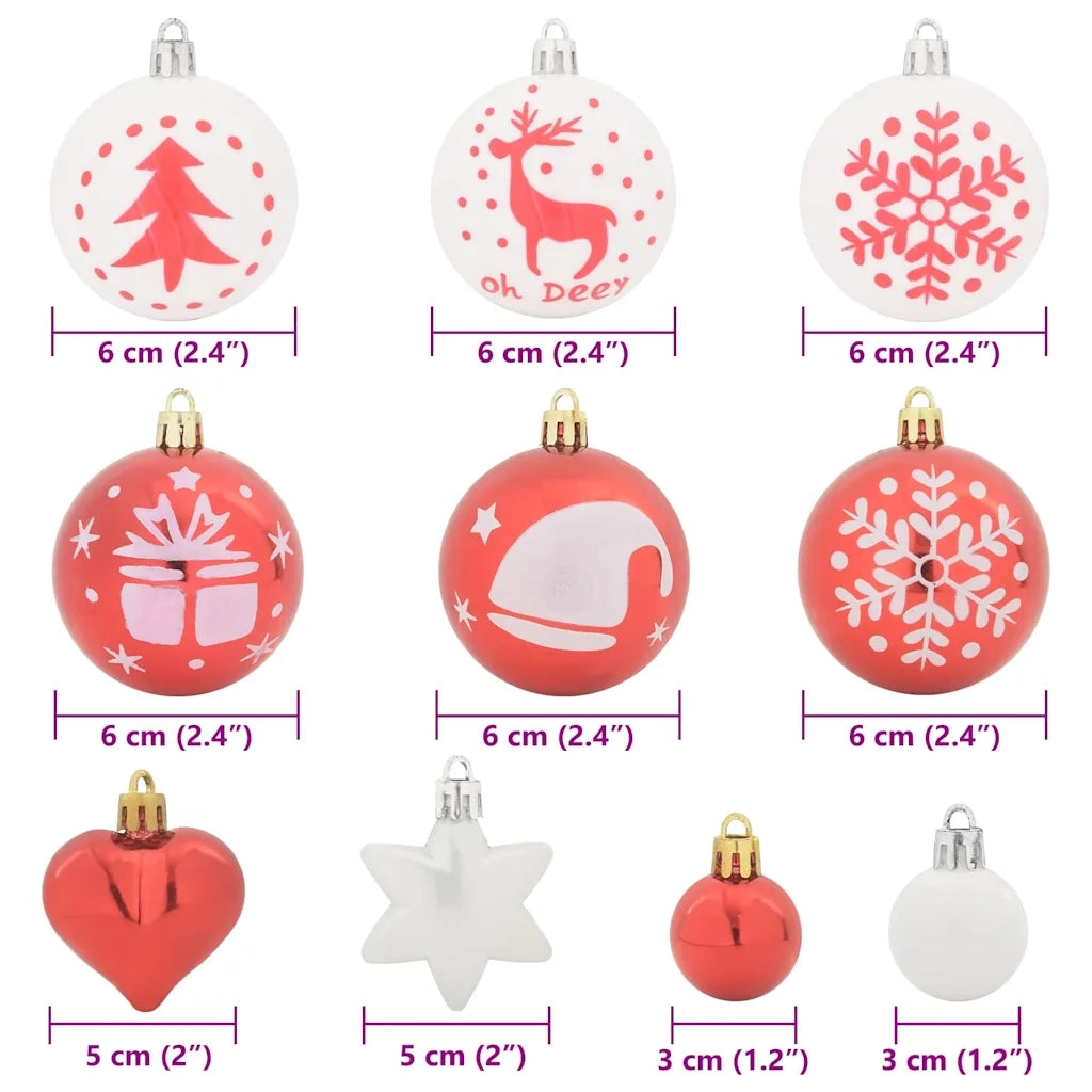 Set di Palle di Natale 40 pz Rosso e Bianco Plastica CFW9187010