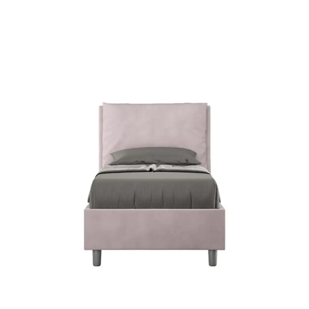 Letto singolo contenitore imbottito 80x200 microfibra glicine Antea