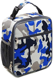 Borsa da picnic per uomini - Borsa da picnic riutilizzabile Unisex - Piccola borsa da picnic isolata, camuffatura blu