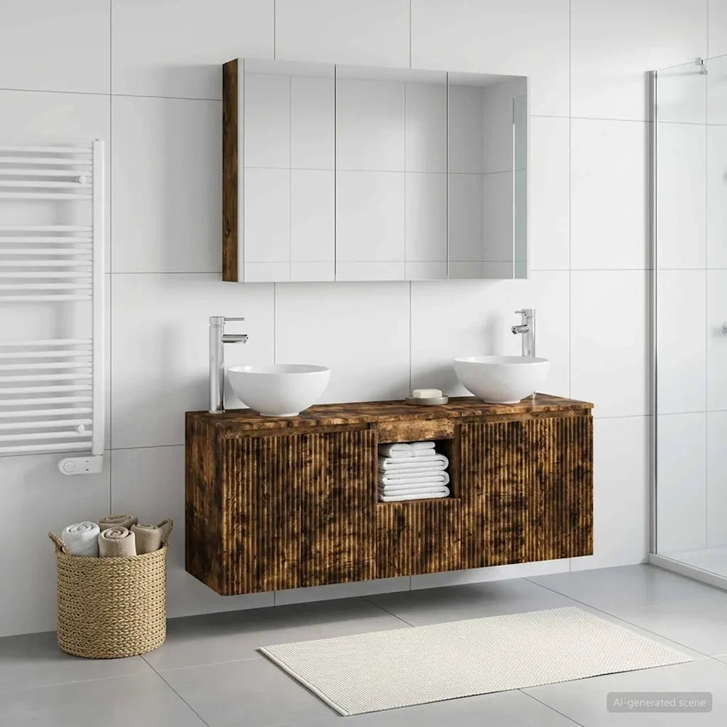 Set di Armadi da Bagno 4 pcs Rovere Fumo 103,5 x 15,5 x 70 cm 3406347