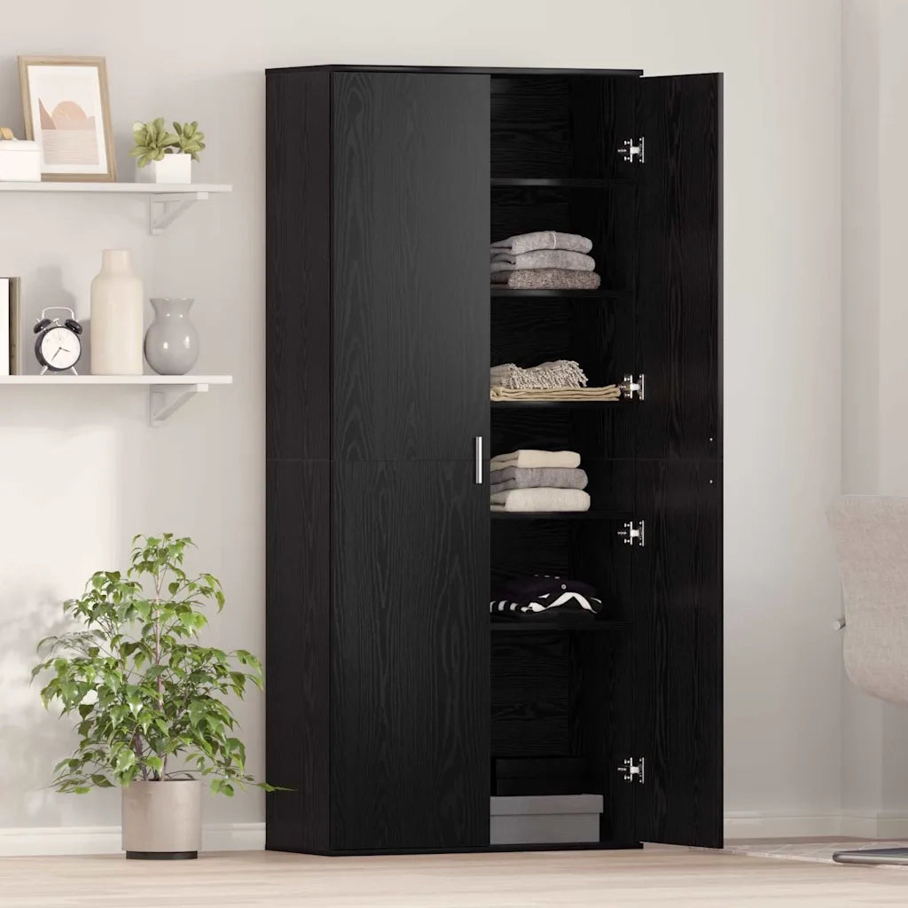 Highboard Rovere nero 80 x 35 x 180 cm Legno multistrato