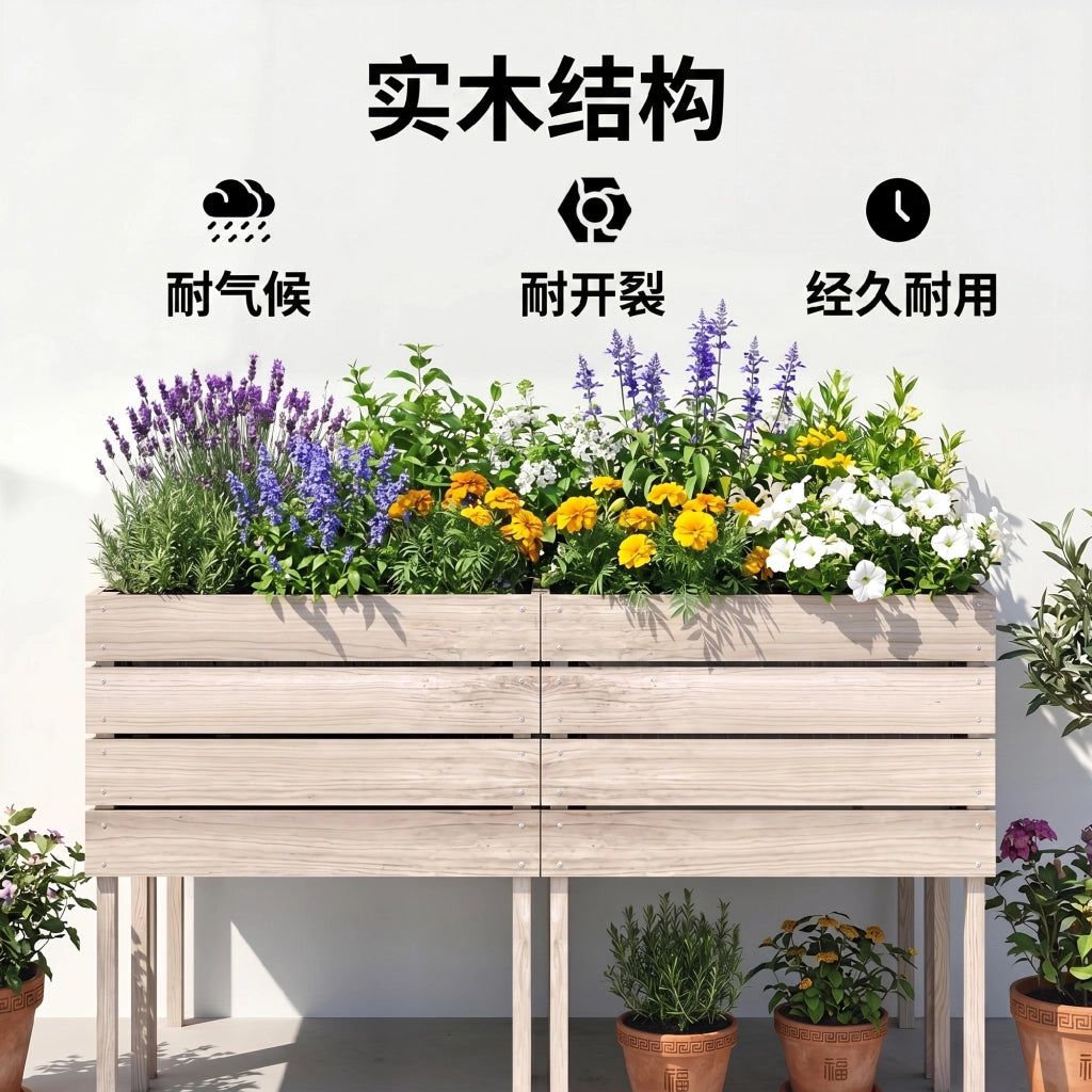 Fioriera Rialzata da Giardino ¨C Xylo ¨C Legno Massello Naturale 50x30x60 cm