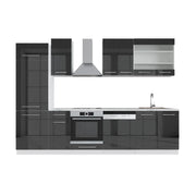 Cucina componibile Fame-Line Antracite lucido/Bianco 300 cm, PL Marmo Vicco