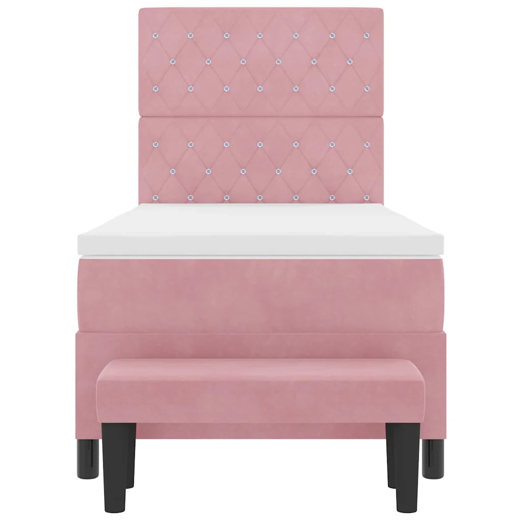Letto a molle con testiera Rosa 190 x 90 cm Velluto 3344419
