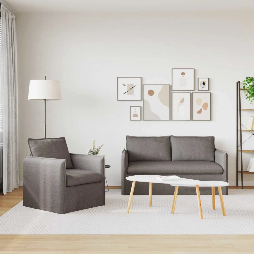 Set di divani 2 pcs Tortora 156 x 82 x 85 cm Tessuto