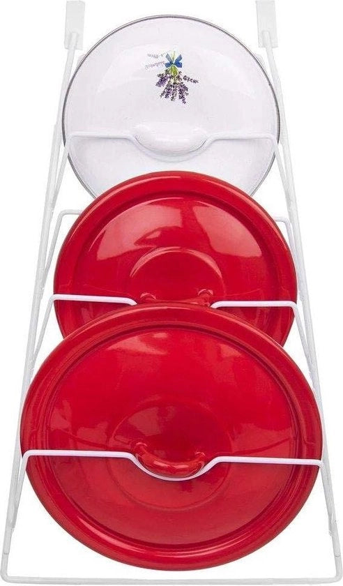 Organizzatore per pentole e coperchi - Sosteggi per pentole a muro o per porte - Organizzatore per cucina - Sostegno per contenitore a base piatta