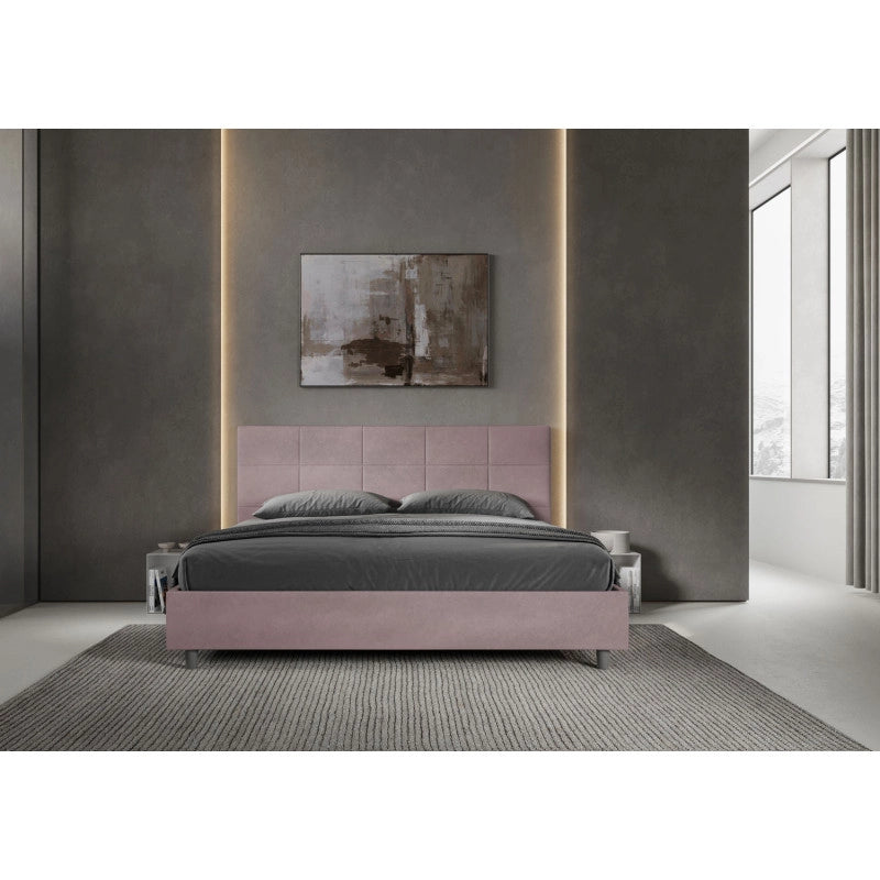Letto imbottito Matrimoniale 180x210 cm Mika - Contenitore,Glicine,Microfibra