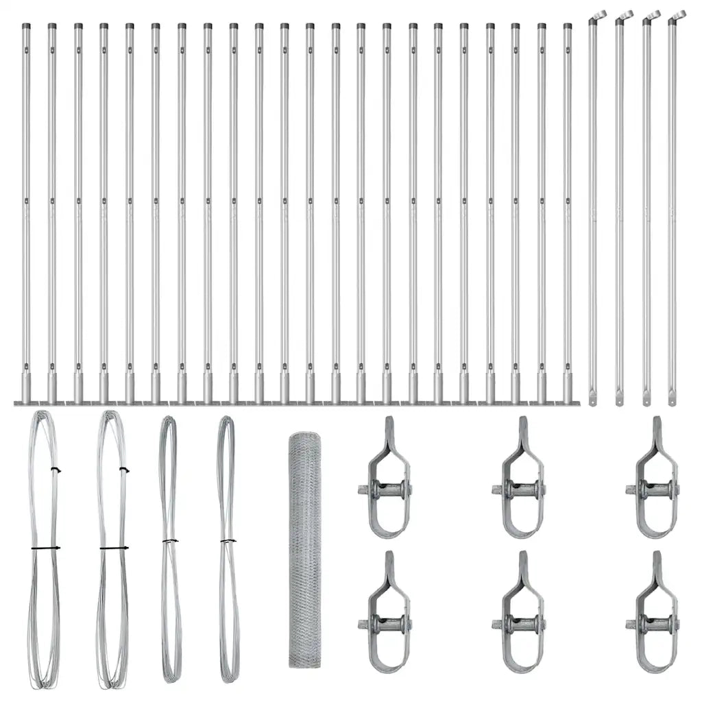 Palo della recinzione Argento 50 x 1,2 m (25 mm rete) Acciaio