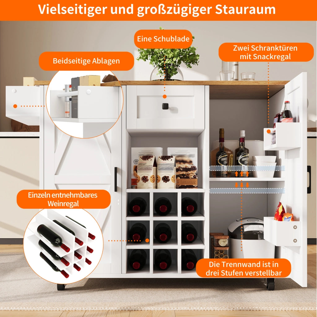ISOLA CUCINA 137,5x65x95,6 cm Bianco in MDF