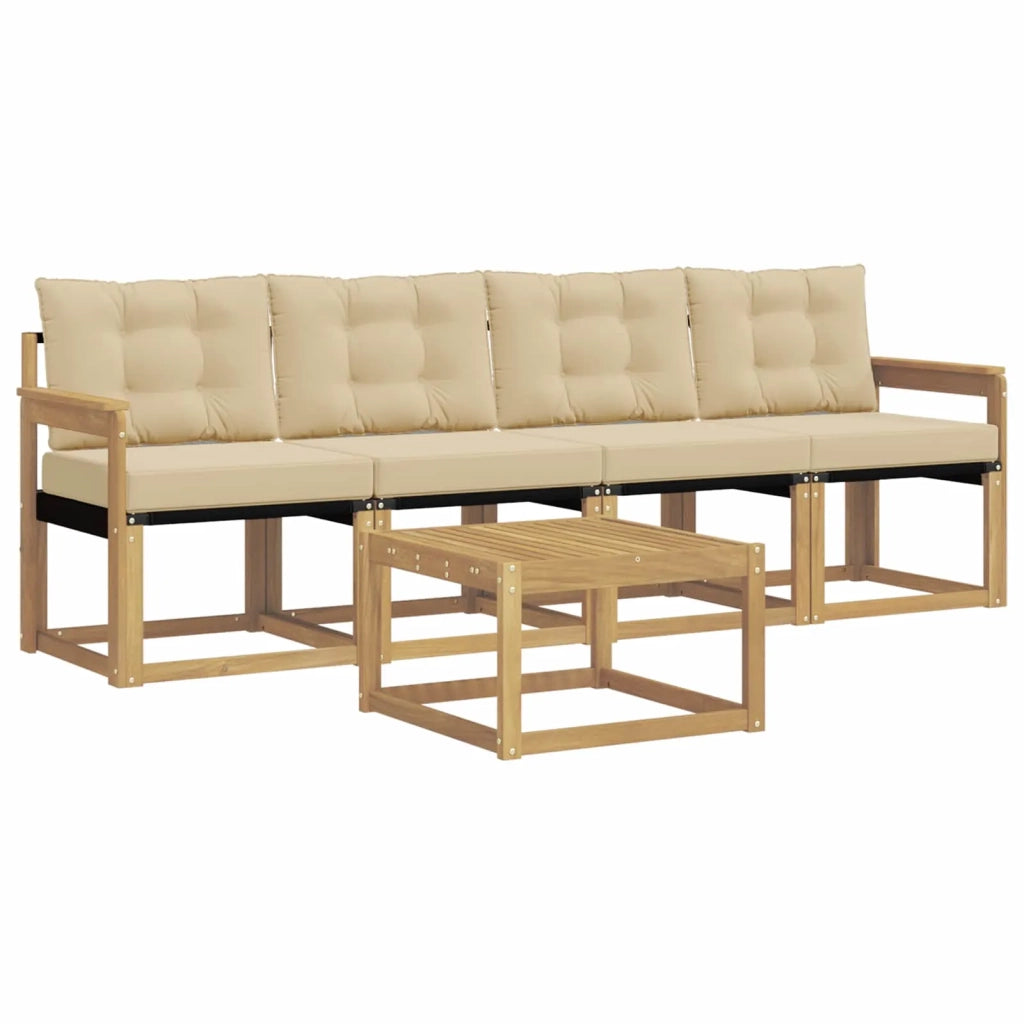 Set di divani da esterno 5 pz Bianco e Beige 3389183