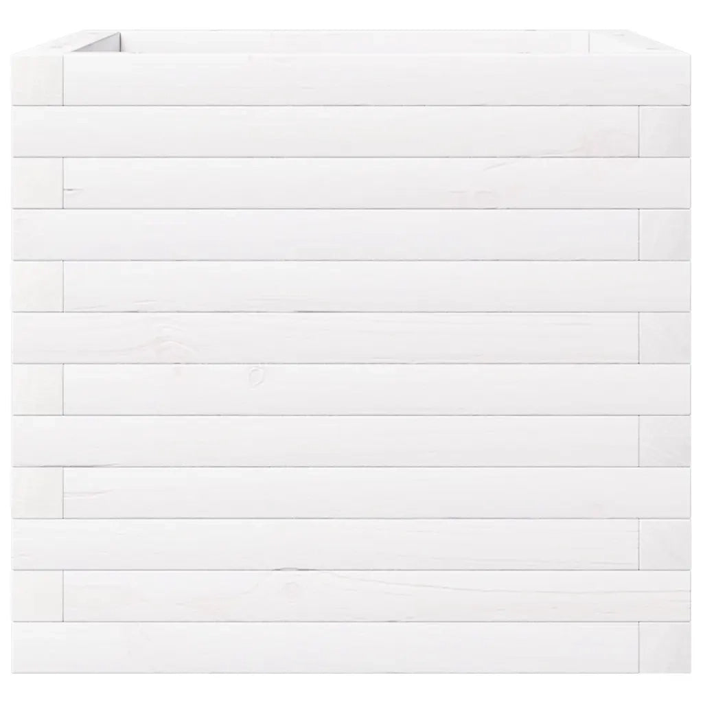 Fioriera da Giardino Bianca 50x50x46 cm Legno Massello di Pino
