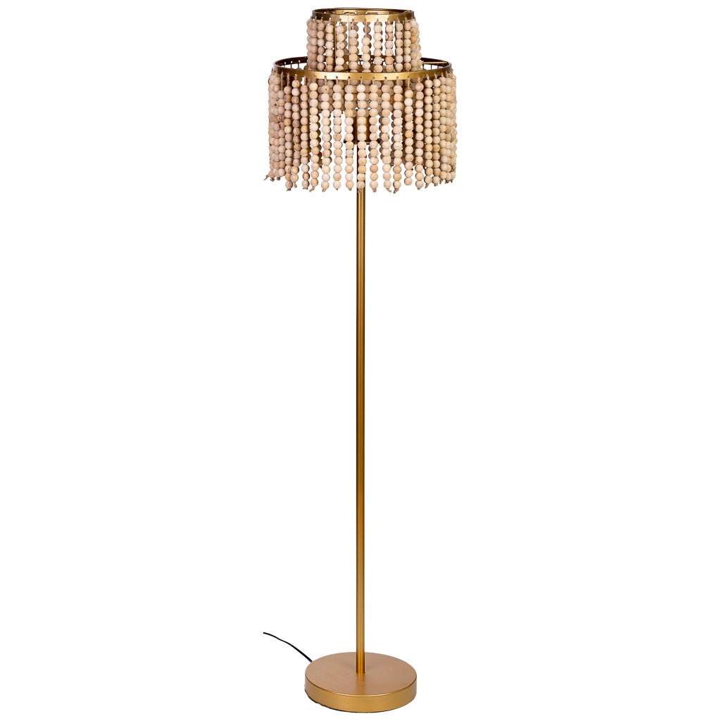 Lampada da terra in metallo e legno 38x38x130,5/152,5h cm