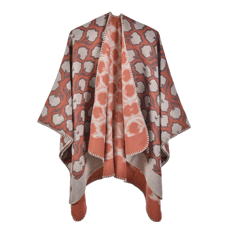 Nuovo scialle diviso in jacquard di cashmere da donna, caldo e spesso.