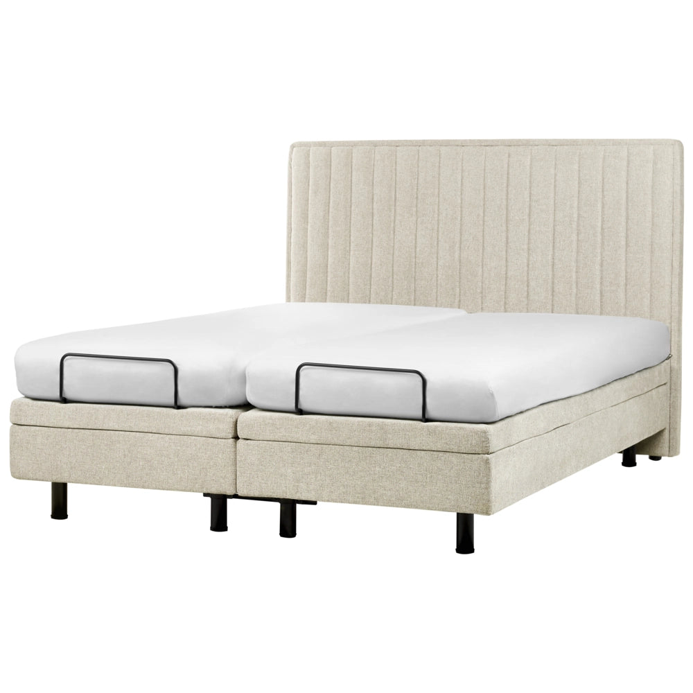 Letto Tessuto Beige chiaro Elettrico Regolabile con Telecomando 160 x 200 cm
