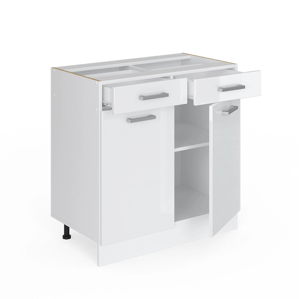 Mobiletto base per cucina R-Line Bianco lucido/Bianco 80 cm Senza piano di lavoro Vicco