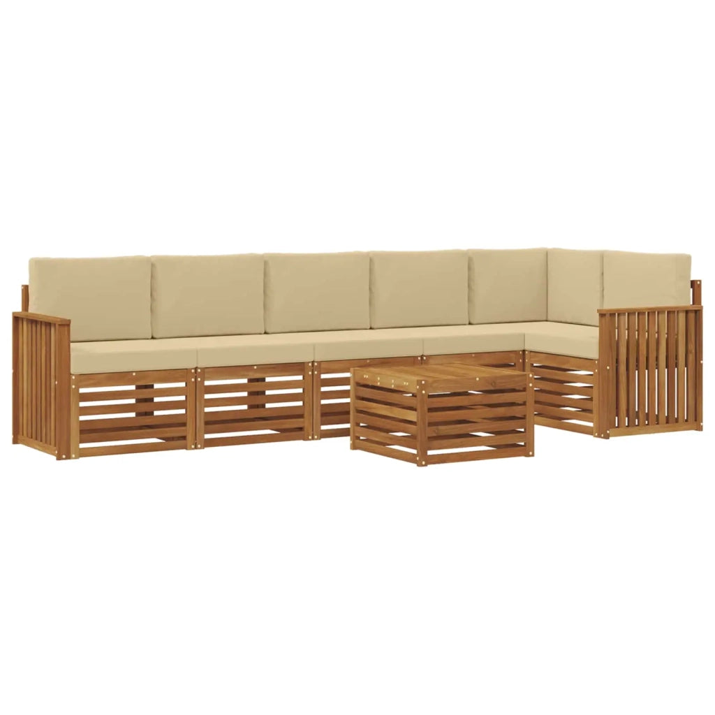 Set divano sezionale con cuscino 7 pcs Naturale e Beige 3374928