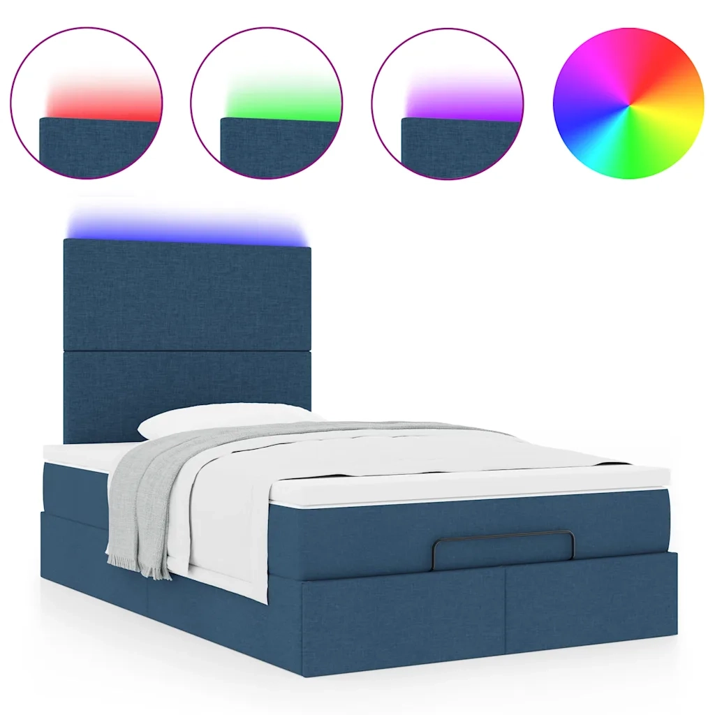 Struttura Letto Pouf con Materasso Blu 120x190 cm in Tessuto 3313912