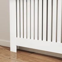 Copritermosifone a Doghe Antiribaltamento con Cassetto Portaoggetti, in Legno, 112x19x97 cm, Bianco