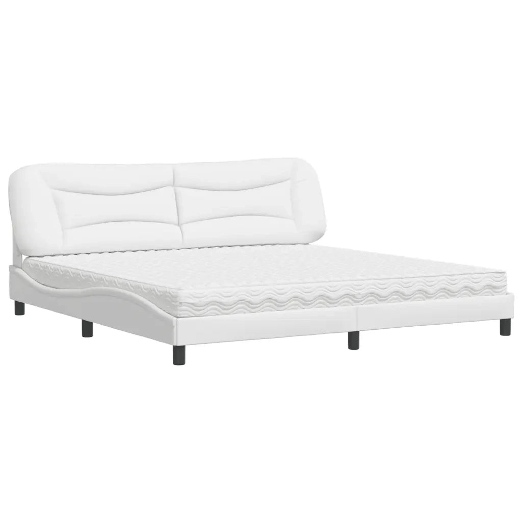 Letto con Materasso Bianco 200x200cm in Similpelle