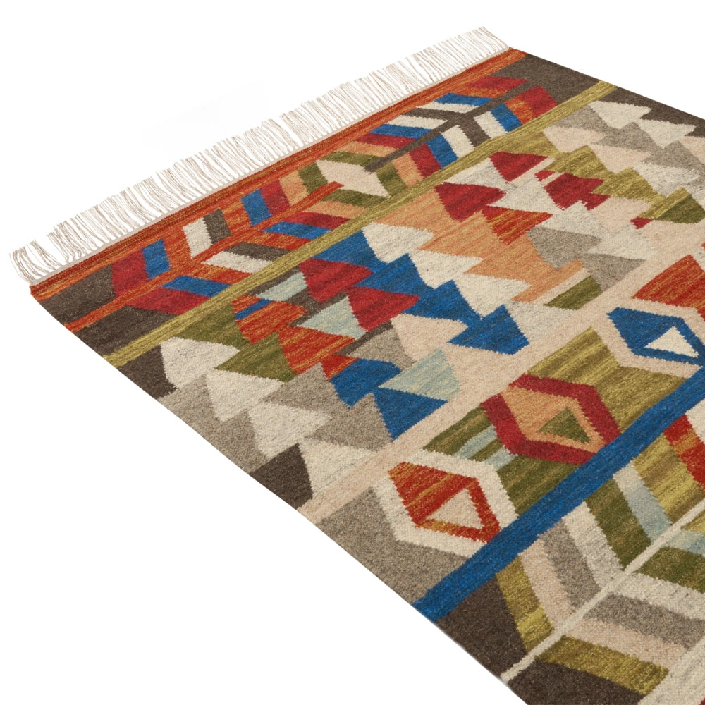 Tappeto kilim di lana multicolore fatto a mano 140 x 150 cm soggiorno camera da letto