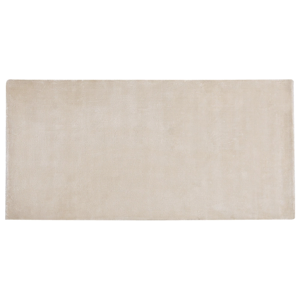 Tappeto in viscosa beige chiaro 80 x 150 cm a pelo corto capitonné moderno