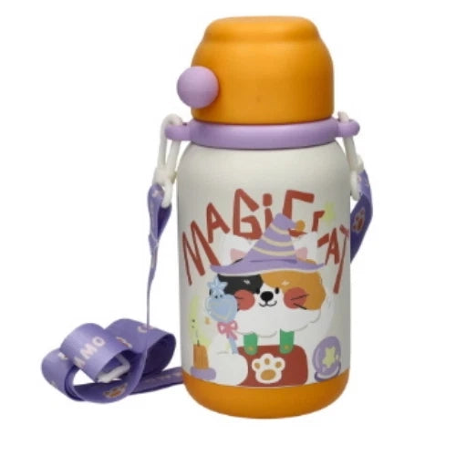 Bottiglia Termica Baby Animals Brandani 500 ml Gatto in Inox/PP con Cannuccia in Silicone