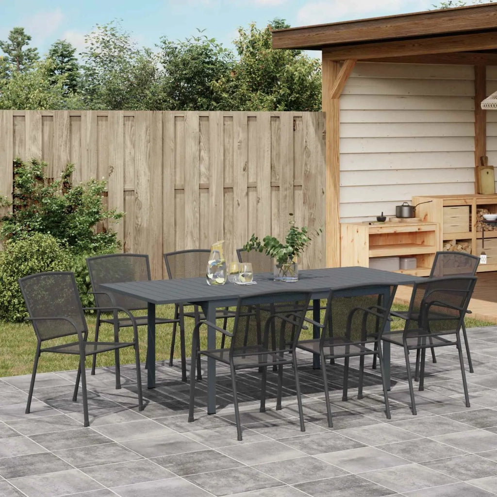 Set da Pranzo per Giardino 9 pcs Antracite Acciaio 3378834