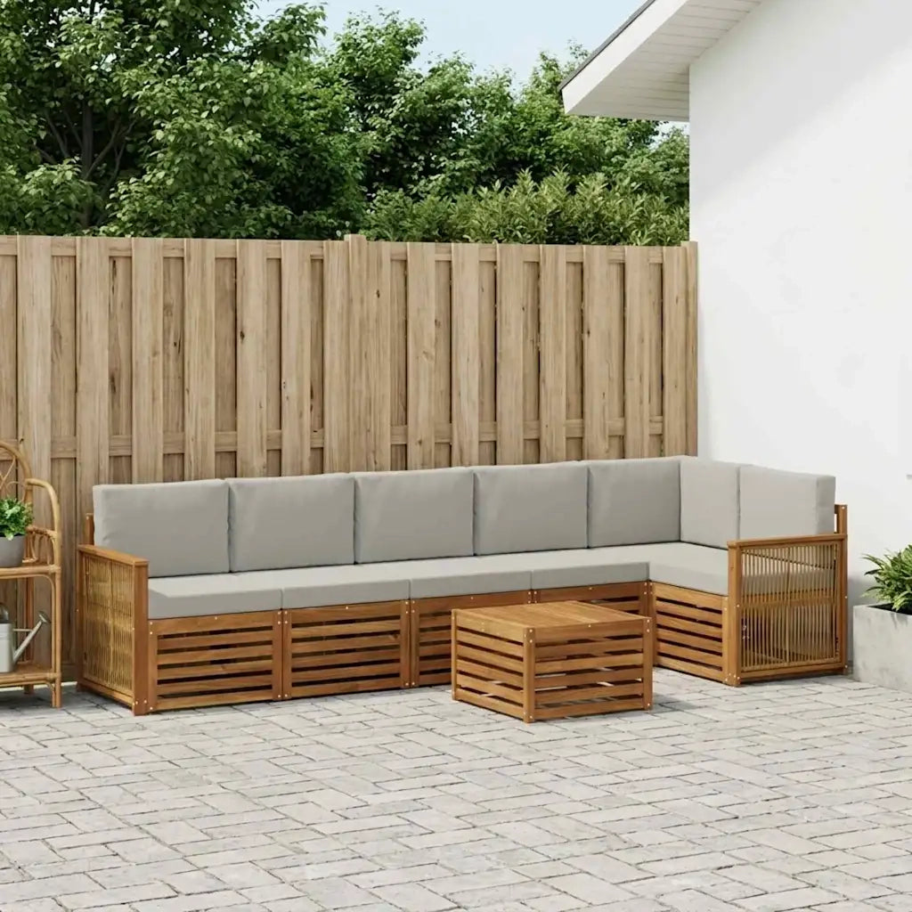 Set divano sezionale con cuscino 6 pcs Naturale e Grigio Chiaro 3384447