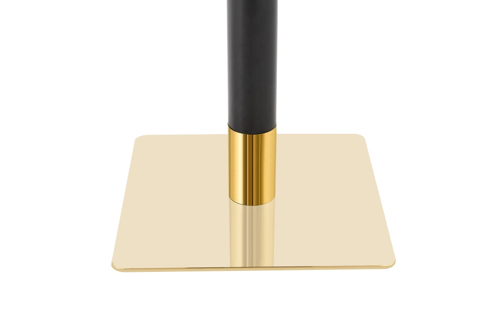 Tavolo da pranzo quadrato in MDF effetto marmo con bordo dorato e base in metallo per 2-4 persone 60 × 60 cm