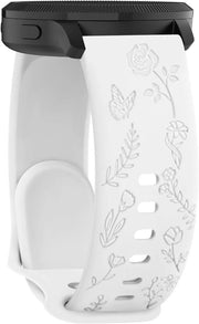 Cinturino in Silicone con Disegno a Fiori per Garmin Venu Sq 2 - Cinturino Stilistico - Rosa - Pratico e di Moda