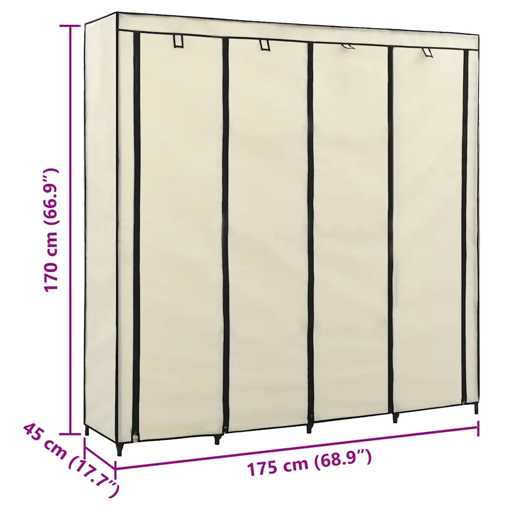 Guardaroba con 4 Scomparti Crema 175x45x170 cm cod mxl 66118
