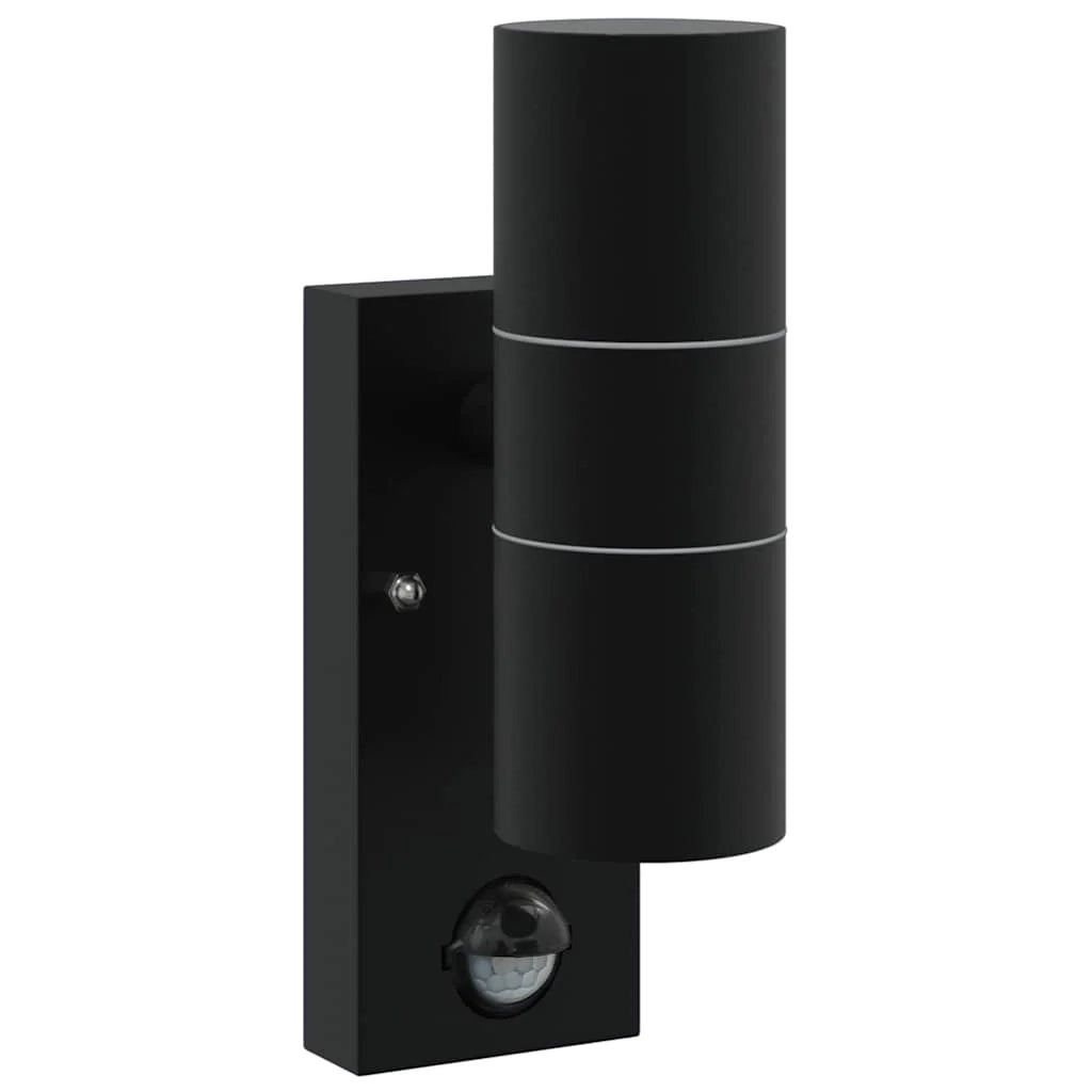 Set di 2 applique da esterno cilindriche dal design contemporaneo 7 x 10 x 22 cm acciaio inox nero 02_0056546