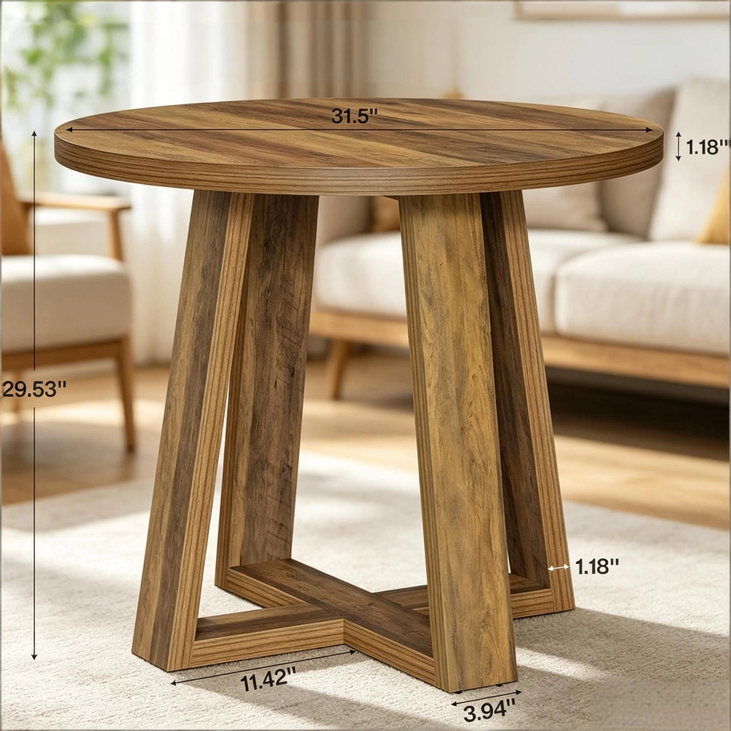 Tavolo rotondo per 2-4 persone in MDF, stile rustico moderno, per ufficio e sala riunioni, marrone, diametro 80 cm