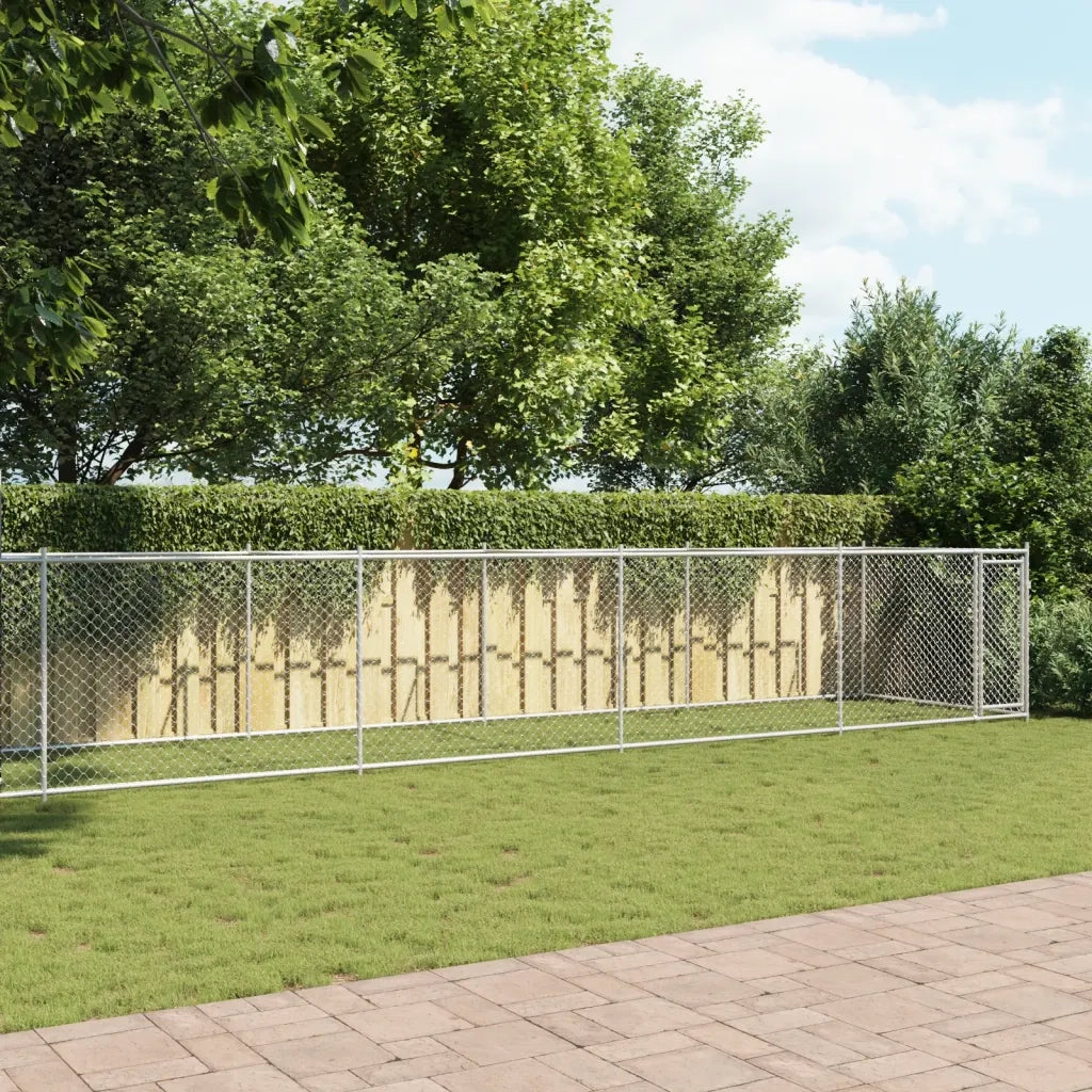 Gabbia per Cani con Porta Grigia 12x2x1,5 m in Acciaio Zincato 3209582