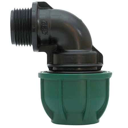 GOMITO A 90  ° A STRINGERE CON DERIVAZIONE FIL. MASCHIO  EE ? mm 16x1/2 - 10 PN - IRRITEC