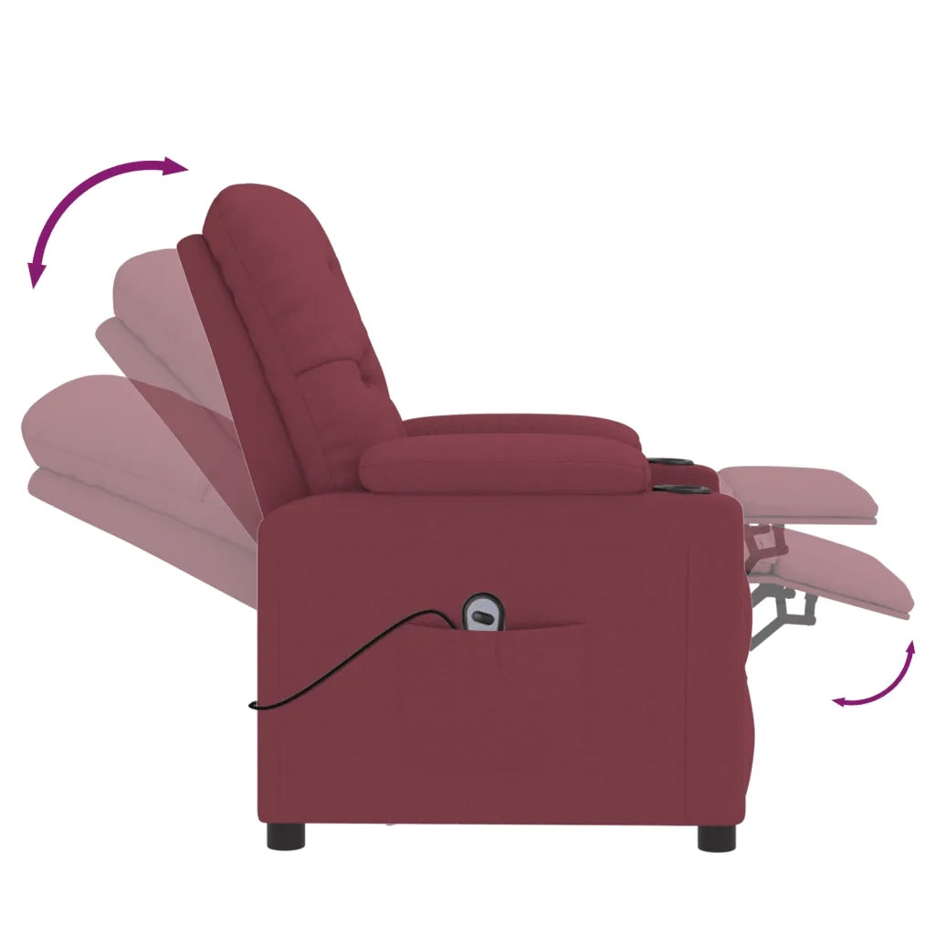 Poltrona Elettrica Reclinabile Rosso Vino in Tessuto 3098842